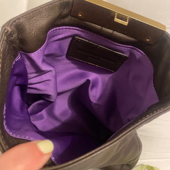 Vintage Donatella Lucchi Milan Brown Leather Purse with Gold Chain - Picture 7 of 8